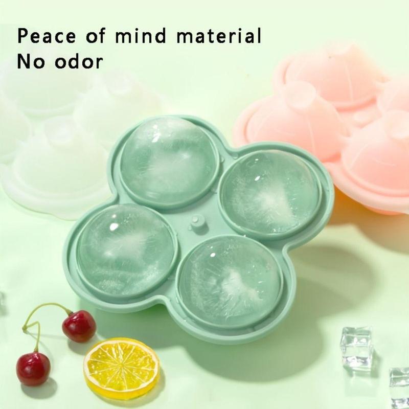 1 Piece Ice Ball Mold, Ice Cube Tray, Reusable Silicone 4 Grids Round Ice Ball Maker Mold