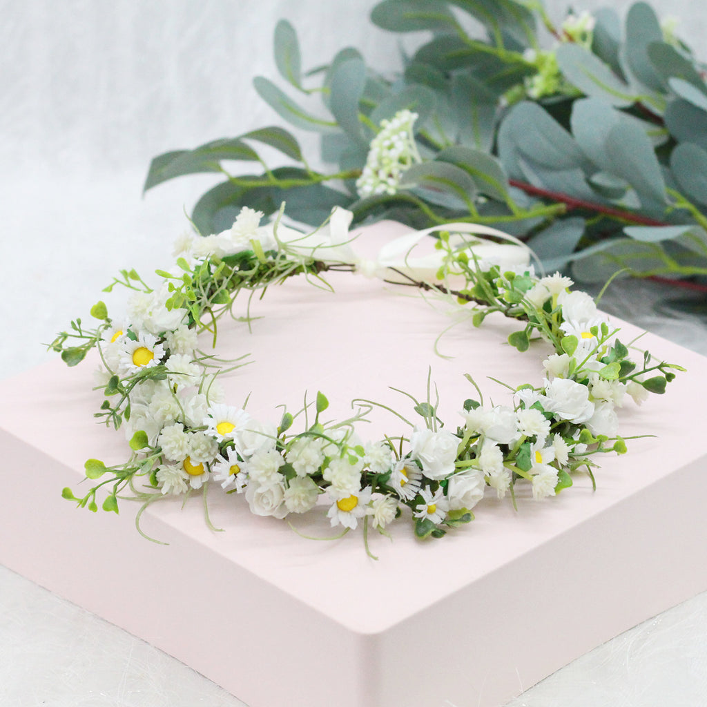 1pc Baby's Breath Garland Sunflower Wreath Kids Hair Decor Sunflower Garland Baby Sunflower Headband Performance Garland for Kid Sunflower Baby Bow Hair Ring Fabric Bride Girl