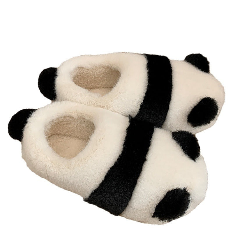 Women's Cute Cartoon Panda Design Non-slip Warm Breathable Slippers, Closed Toe Slippers, Girl Footwear, Slide Shoe, Winter Plush Warm Bedroom Slippers, Parent Holiday Gift