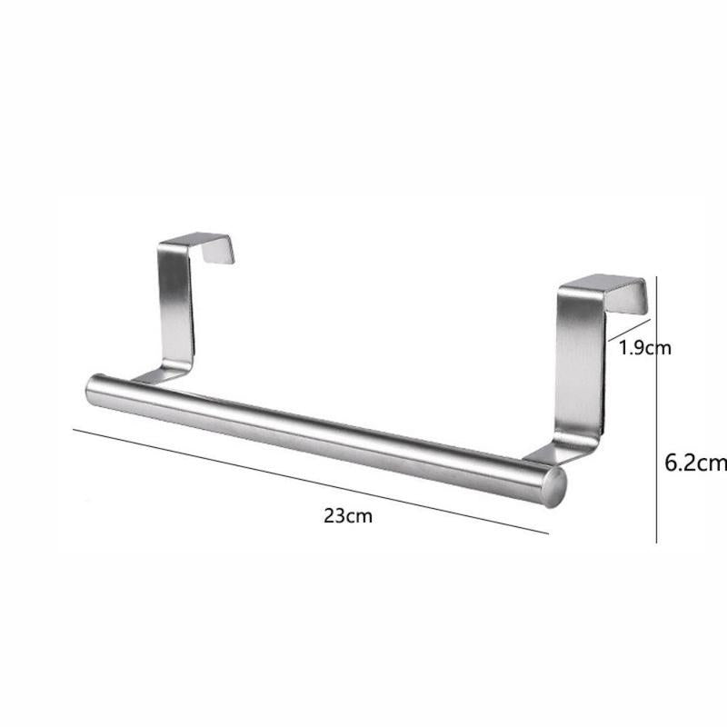 1 Piece Kitchen Cabinet Door Towel Holder, Stainless Steel Over Door Storage Hanger, Punch-free Cabinet Towel Bar, Home Organizer