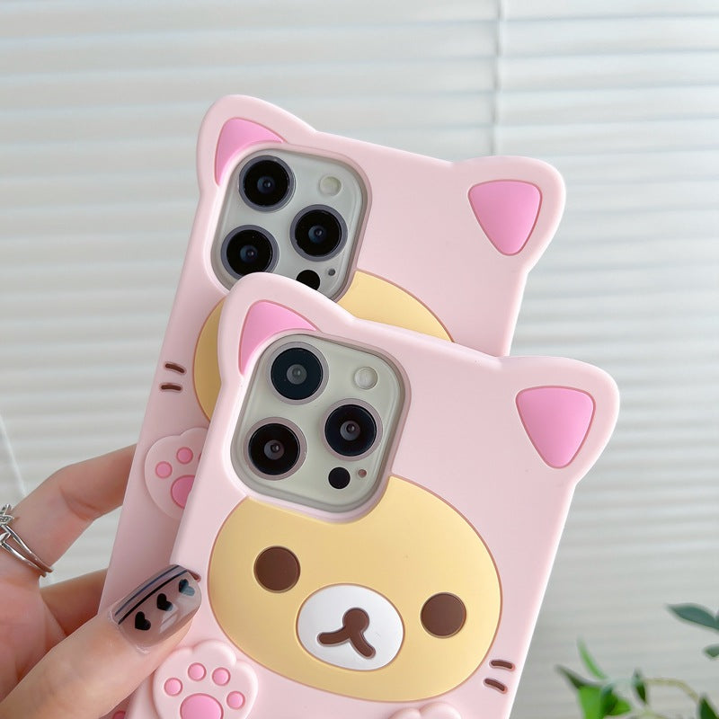 Case for iPhone13 Case 3D Cute Cartoon Bear Phone Cases Fashion Cool Fun Funny Bear Soft TPU Covers for iPhone13 Silicone Cover for Women Girls Kids