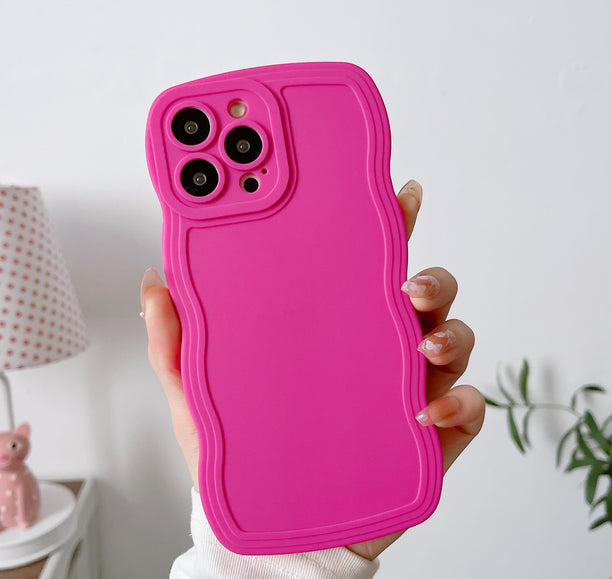 Case for iPhone 15/14 Case Wave, Curly Frame Design for Women Girls, Cute Wavy Solid Color Aesthetic Phone Case Soft Flexible TPU Shockproof Full-Body Protective Case