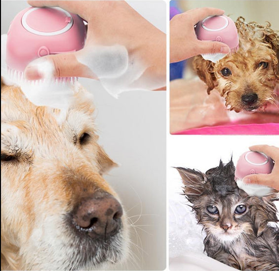 1 Piece Pet Bath Brush, 2 in 1 Dog Bath Massage Brush, Dog Soap Scrubber, Silicone Pet Massage Brush with Soap Dispenser, Grooming Cleaning Tool