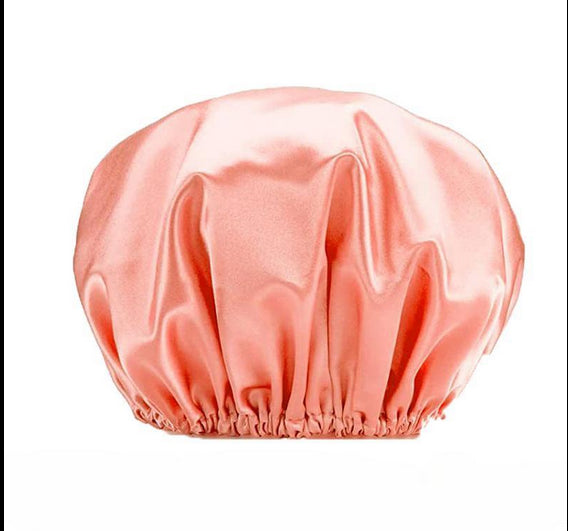 4pcs Solid Color Elastic Hair Bonnet, Double Layer Waterproof Shower Cap, Hair Drying Cap For Women