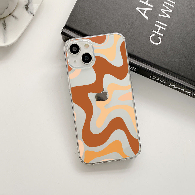 Compatible with iPhone 14 / iPhone 13 Phone Case, Cute Art Wavy Painted for Women Girls