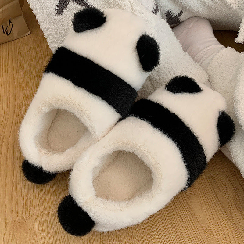 Women's Cute Cartoon Panda Design Non-slip Warm Breathable Slippers, Closed Toe Slippers, Girl Footwear, Slide Shoe, Winter Plush Warm Bedroom Slippers, Parent Holiday Gift