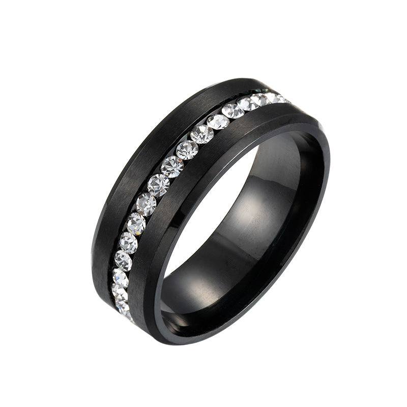 1 Piece Fashion Simple Single Row Zirconia Inlaid Stainless Steel Ring, Unisex, Casual and Versatile Accessories