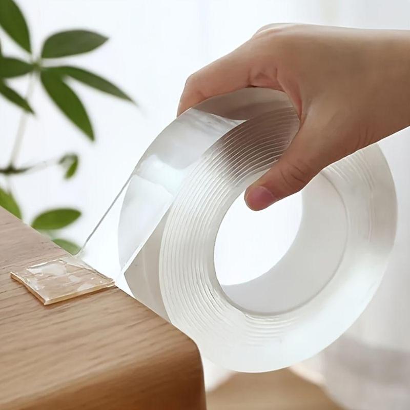 Clear Adhesive Tape Christmas Gift, 1 Roll 3m/9.8ft Nano Double Sided Tape, Heavy Duty Tape for Wall Hanging, New Year Gift