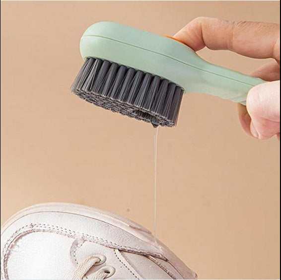 1 Piece Plastic Multifunction Lightweight Cleaning Brush, Press Design Liquid Soap Dispenser Shoe Brush, Household Cleaning Supplies