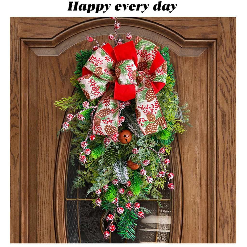 Fall Wreaths Decor for Front Door 20 Inch, Christmas Door Wreath, Artificial Spruce Red Berry Clusters Wreath, Christmas Garland for Front Door Fireplace Window