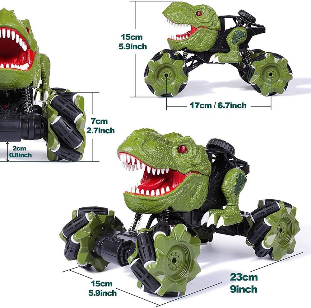 HANMUN Monster Truck Remote Control Car Dinosaur Toys - 2.4 GHz 360° Spins Stunt Car Rechargeable Cars Toys 45° Drift Outdoor for Boys Girls