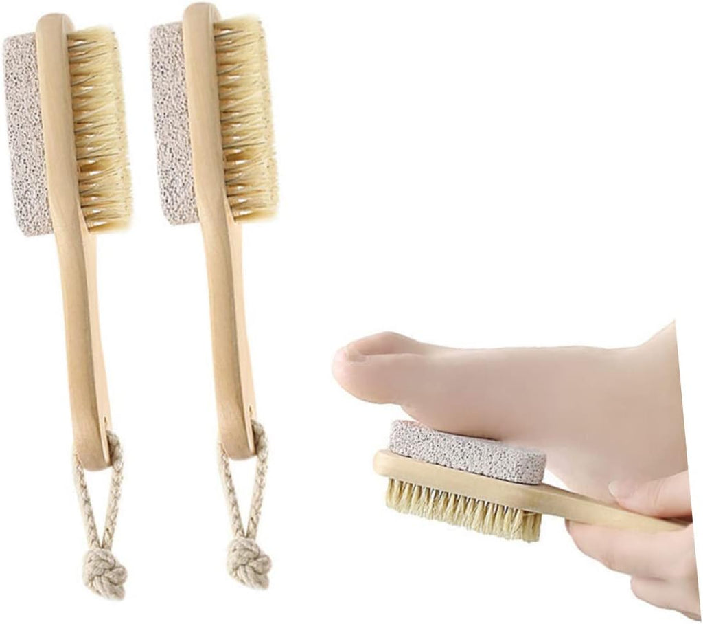 2pcs Foot Brush Pumice Exfoliating Brush for Feet Foot Pumices Foot Scrub Brush Pumice Foot Care Brush Foot Cleaning Brush Remover Brush Pedicure File Rubbing Feet Bamboo