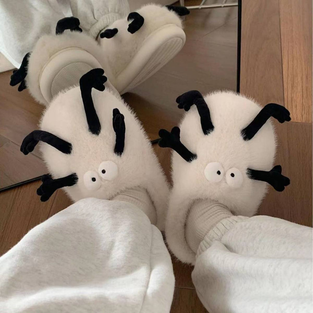 1 Pair Women's Cute Cartoon Design Bedroom Slippers, Trendy Fluffy Soft Warm Non-slip Bedroom Slippers, Fashionable Slippers for Fall & Winter