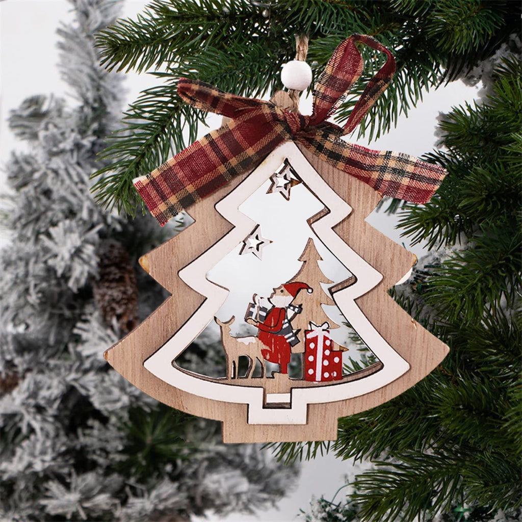 Christmas Pendant Scene Layout White Bead Christmas Tree Heart Snow House Pendant for Home