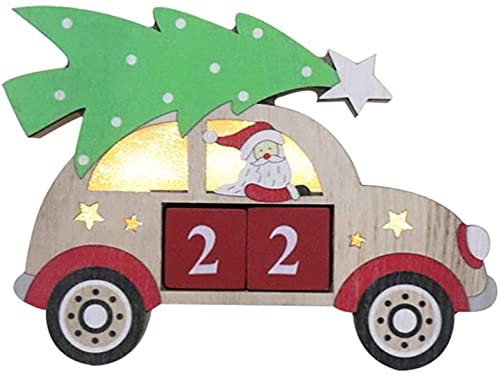 Christmas Countdown Advent Calendars Luminous Desk Calendar Car Shape Perpetual Countdown Calendar for Christmas Desktop Ornament - Santa