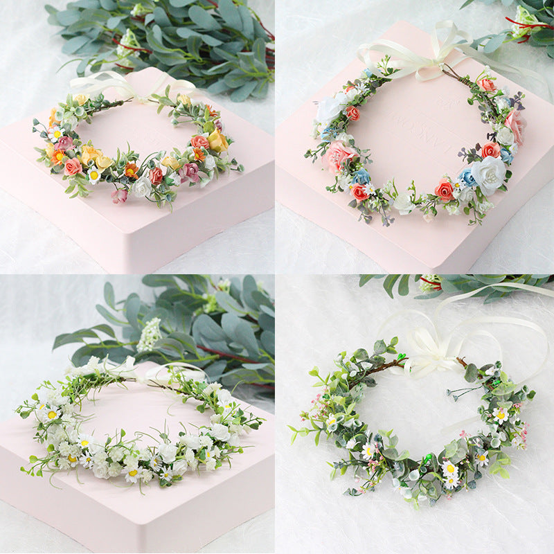 1pc Baby's Breath Garland Sunflower Wreath Kids Hair Decor Sunflower Garland Baby Sunflower Headband Performance Garland for Kid Sunflower Baby Bow Hair Ring Fabric Bride Girl