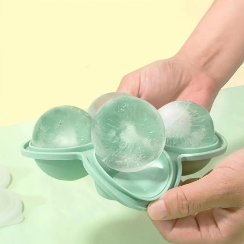 1 Piece Ice Ball Mold, Ice Cube Tray, Reusable Silicone 4 Grids Round Ice Ball Maker Mold