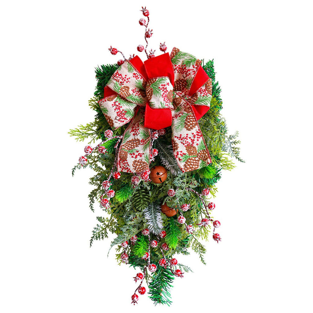 Fall Wreaths Decor for Front Door 20 Inch, Christmas Door Wreath, Artificial Spruce Red Berry Clusters Wreath, Christmas Garland for Front Door Fireplace Window