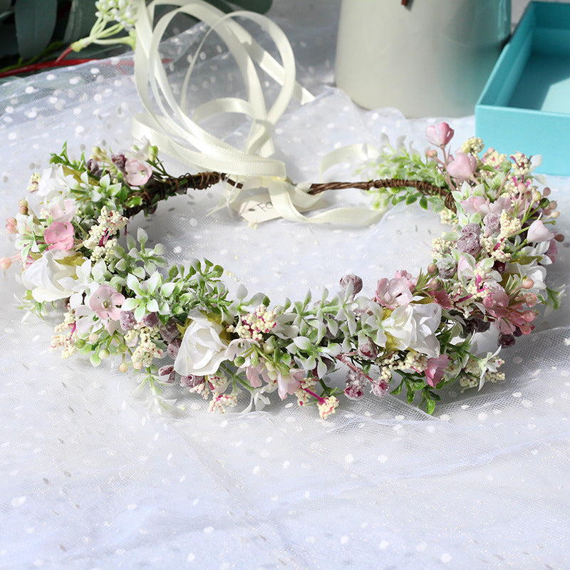 1pc Baby's Breath Garland Sunflower Wreath Kids Hair Decor Sunflower Garland Baby Sunflower Headband Performance Garland for Kid Sunflower Baby Bow Hair Ring Fabric Bride Girl