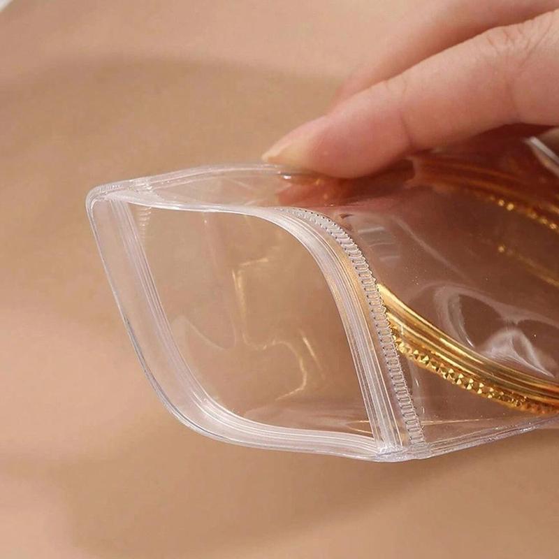 10pcs Clear Jewellery Storage Bag, Portable Travel Jewelry Organizer, Self-sealing Storage Bag For Earring Necklace Bracelet Ring