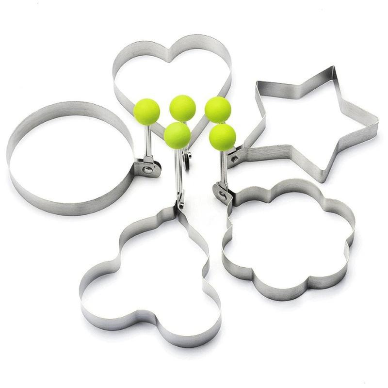 5pcs Egg Rings, Star & Heart Shaped Egg Frying Rings, Egg Frying Mold, Household Egg Utensils, Kitchen Gadgets, Kitchen Accessories