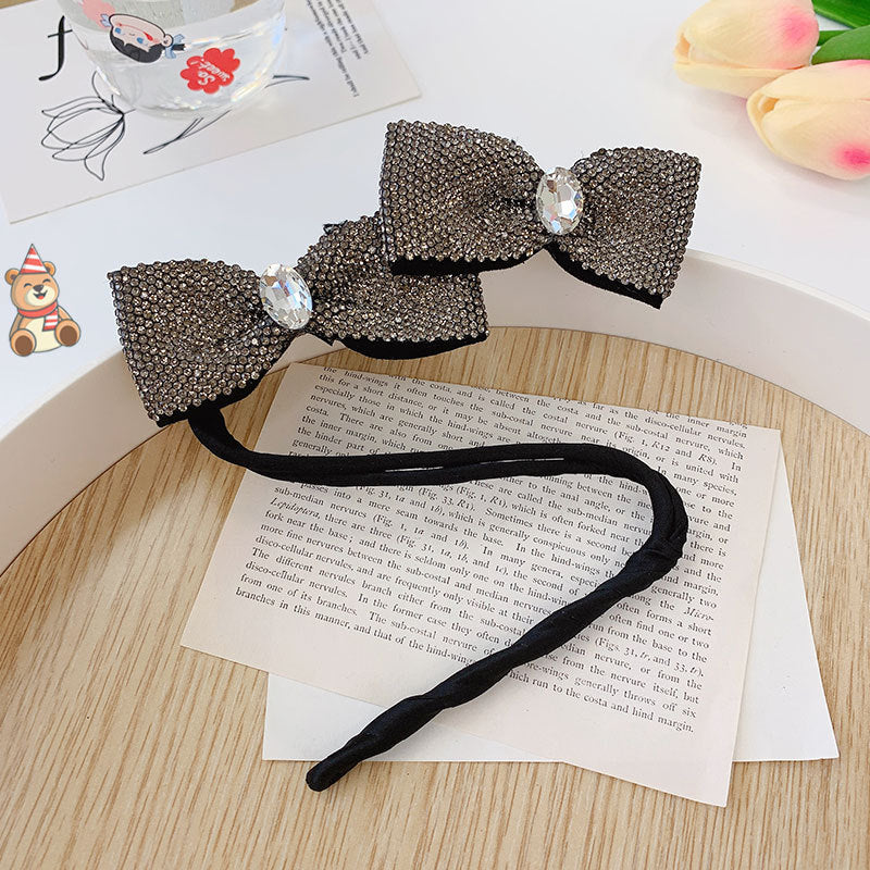 Bow Tie Hair Iron Womens Hair Clips Small Bun Maker for Hair Bowknot Bun Maker Girls Hair Bun Shaper Hair Bun Making Tool Hair Bun Clip Bow Hair Tie Miss Modeling Headband Crystal