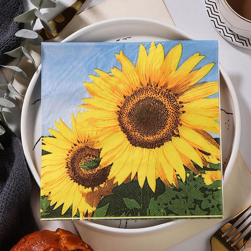 20pcs Square Sunflower Napkin