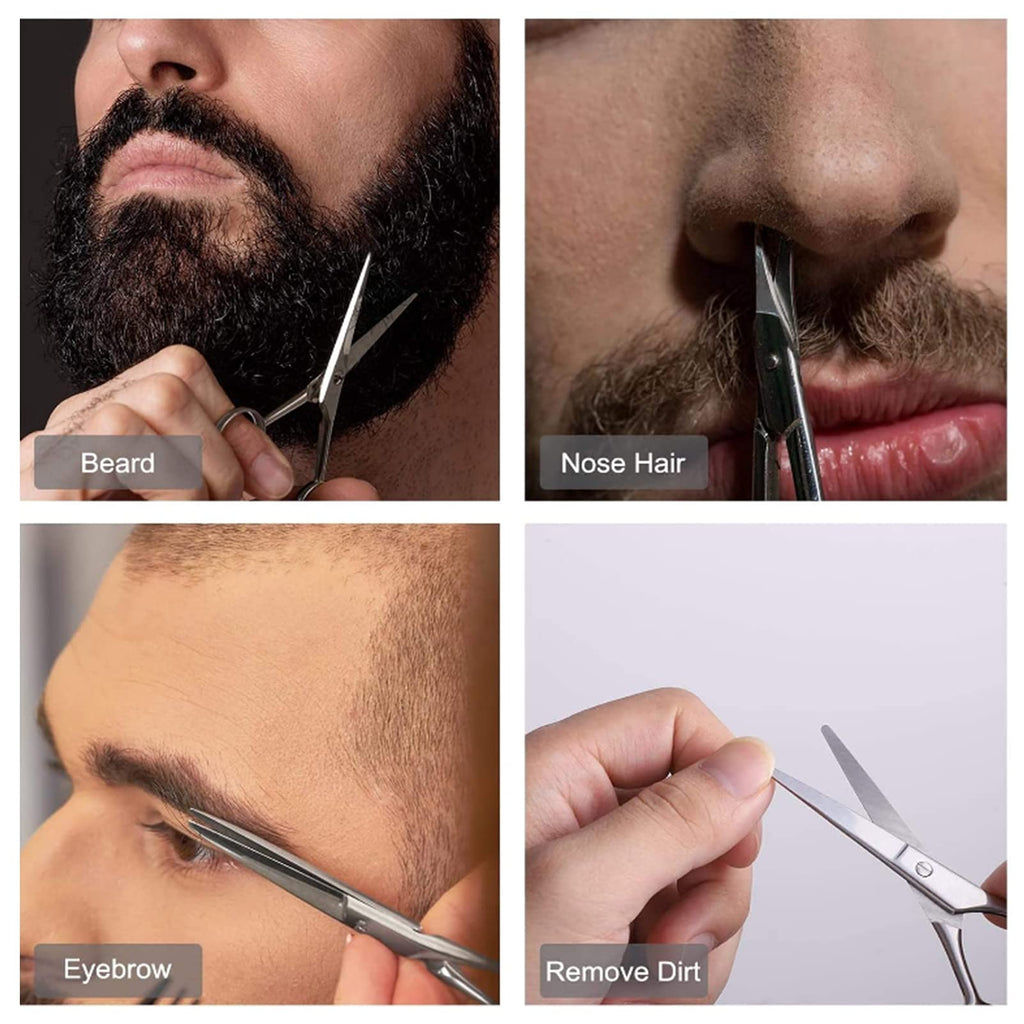 Beard Scissors, Stainless Steel Beautiful Elegant Comfortable Practical Durable Stable Facial Beard Scissors for Men Use for Beard