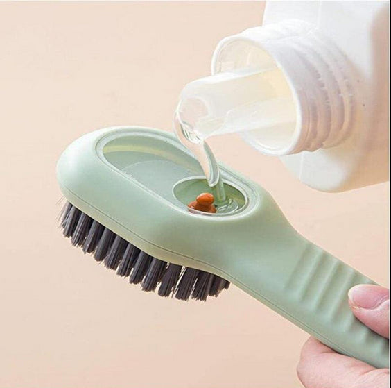 1 Piece Plastic Multifunction Lightweight Cleaning Brush, Press Design Liquid Soap Dispenser Shoe Brush, Household Cleaning Supplies