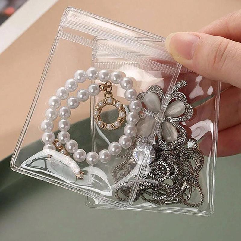 10pcs Clear Jewellery Storage Bag, Portable Travel Jewelry Organizer, Self-sealing Storage Bag For Earring Necklace Bracelet Ring