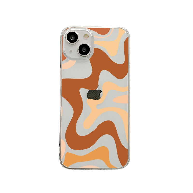 Compatible with iPhone 14 / iPhone 13 Phone Case, Cute Art Wavy Painted for Women Girls