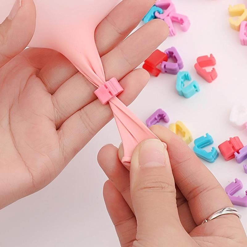 100pcs Plastic Balloon Tie Clip, Mixed Color Balloon Clip, Balloon Tying Tool, Party Balloon Accessories