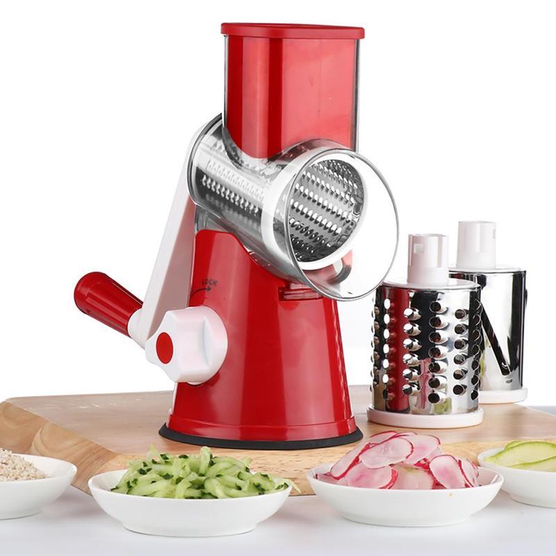 1 Piece Rotary Cheese Grater, Manual Cheese Shredder with Strong Suction Base, Stainless Steel Kitchen Grinder for Vegetable, Walnut, Chocolate, Potato, Carrot