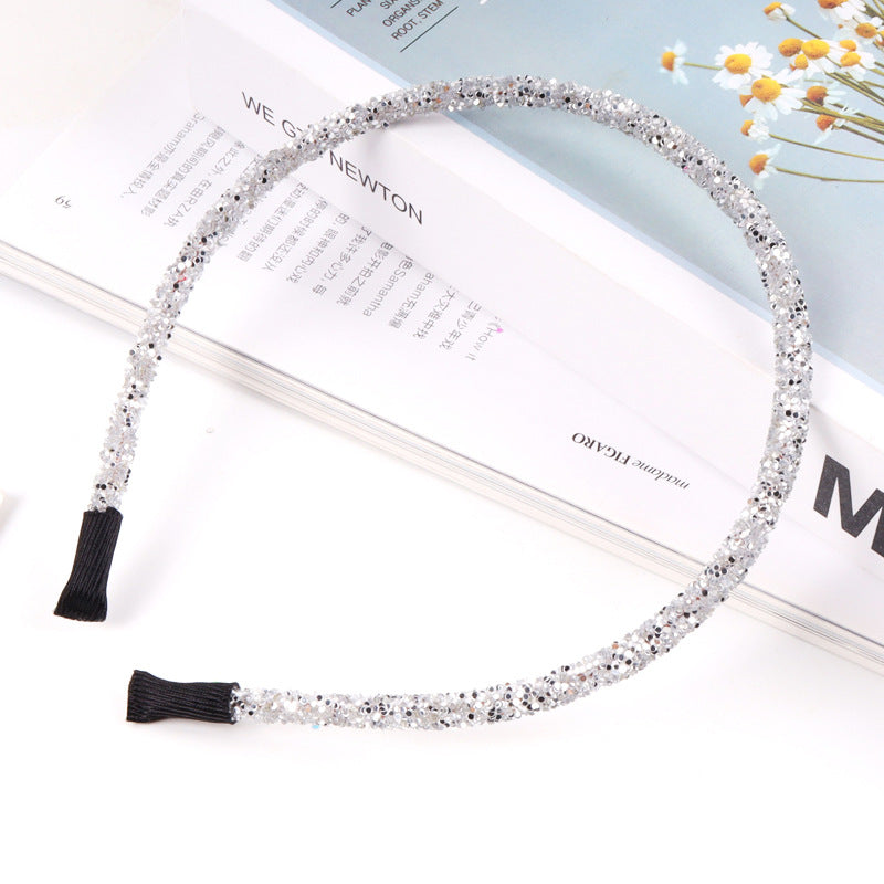 Ecuupas Christmas Headband Sliver Glitter Hair Bands Xmas Hair Accessories for Women Girls White Shinny Glitter Rhinestone Design Holiday Party Birthday Favors Non Slip Headbands