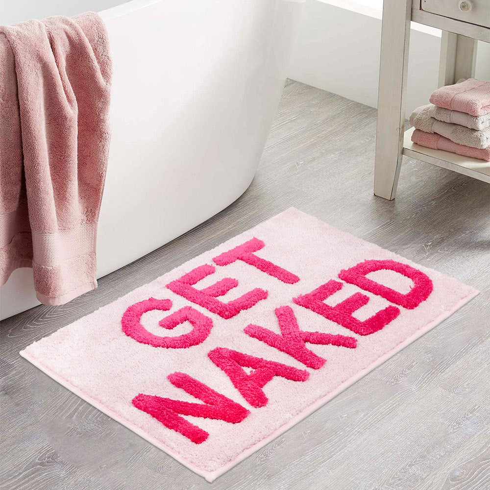 1 Piece Letter Pattern Bath Mat, Cute Bathroom Rug, Non Slip Microfiber Bath Rug For Funny Bathroom Decor