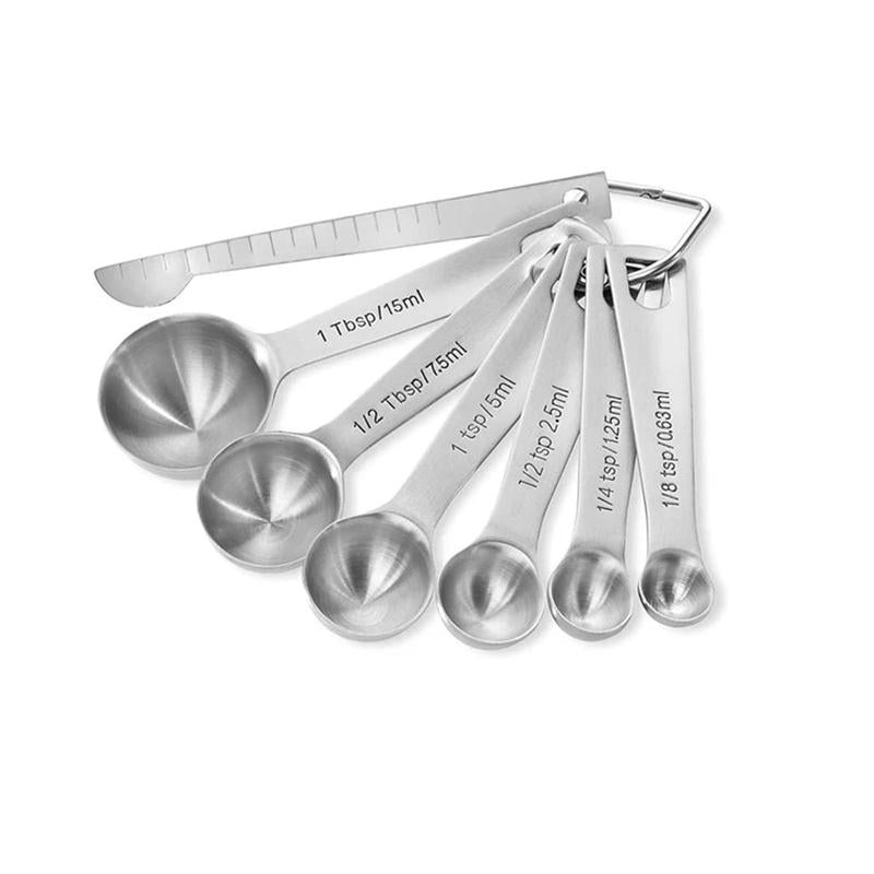 6pcs Stainless Steel Measuring Spoon & 1 Piece Gauge