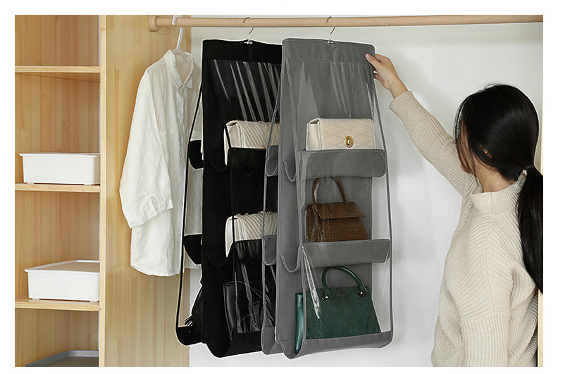 1 Piece Hanging Handbag Organizer, Multi Layered with 6 Pockets, Foldable Dustproof Storage Bag