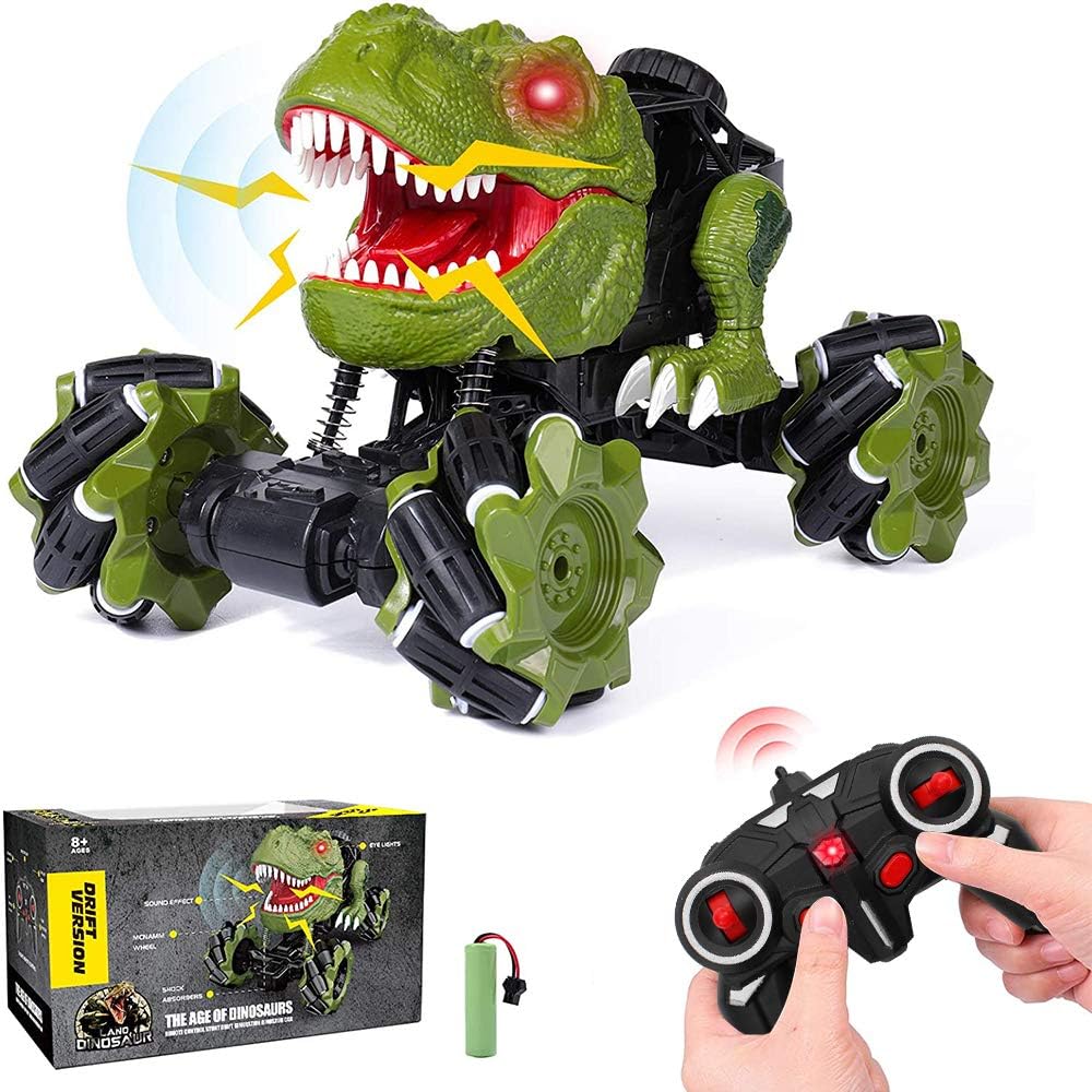 HANMUN Monster Truck Remote Control Car Dinosaur Toys - 2.4 GHz 360° Spins Stunt Car Rechargeable Cars Toys 45° Drift Outdoor for Boys Girls