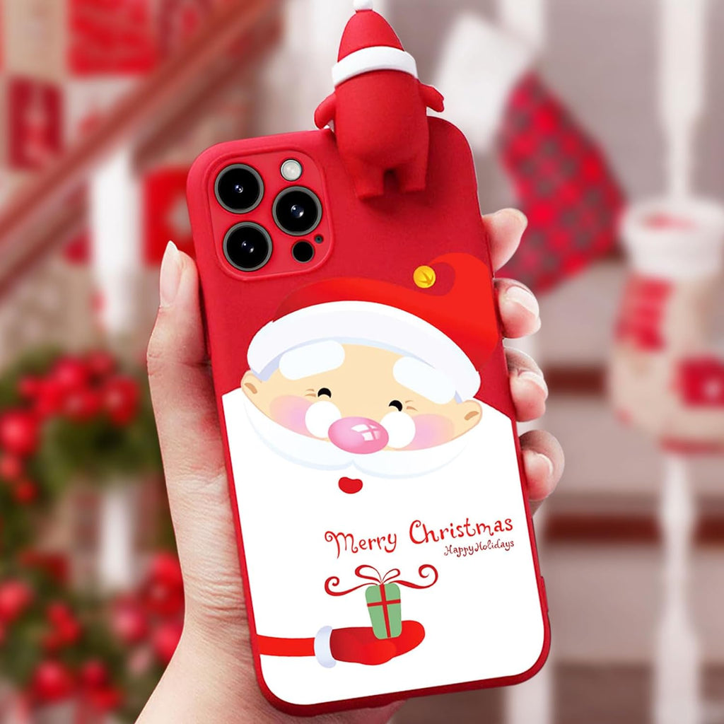 Christmas Case for iPhone 14 Pro, Merry Christmas Soft Silicone TPU 3D Cute Pretty Cute Flexible Protective Case for iPhone 14 Pro, Santa Claus