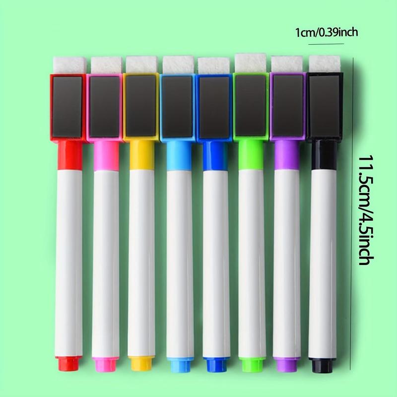 8pcs Dry Erase Marker Pen, Colourful Magnetic White Board Marker Pen, Dry Wipe Pen