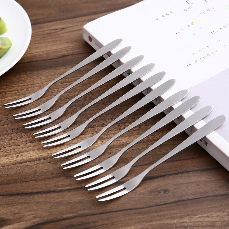 10pcs Stainless Steel Mini Fork, Durable Portable Dessert Fork, Kitchenware Cutlery for Home Use