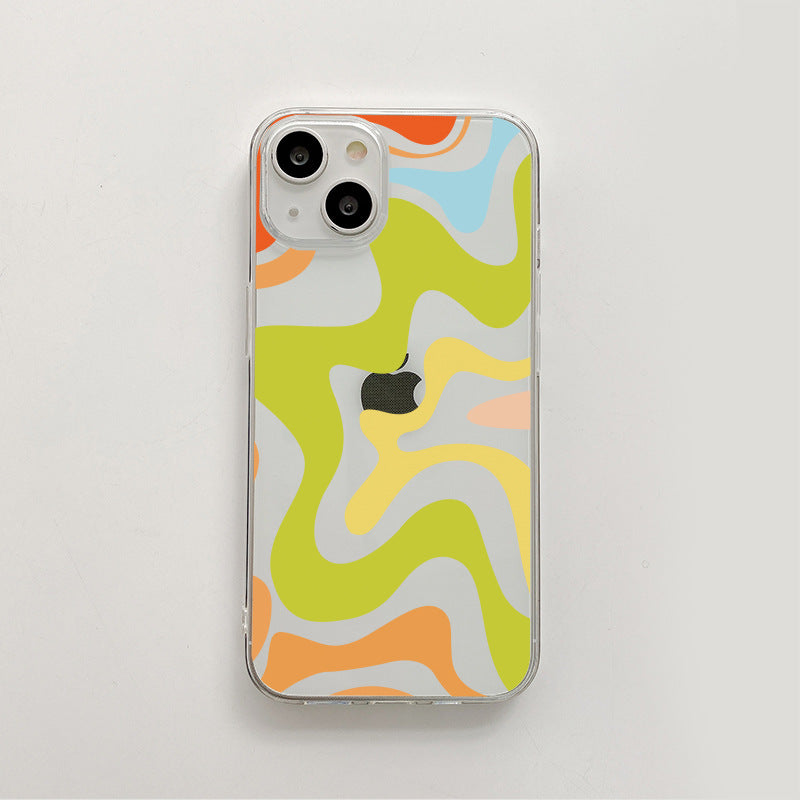 Compatible with iPhone 14 / iPhone 13 Phone Case, Cute Art Wavy Painted for Women Girls