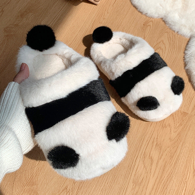 Women's Cute Cartoon Panda Design Non-slip Warm Breathable Slippers, Closed Toe Slippers, Girl Footwear, Slide Shoe, Winter Plush Warm Bedroom Slippers, Parent Holiday Gift