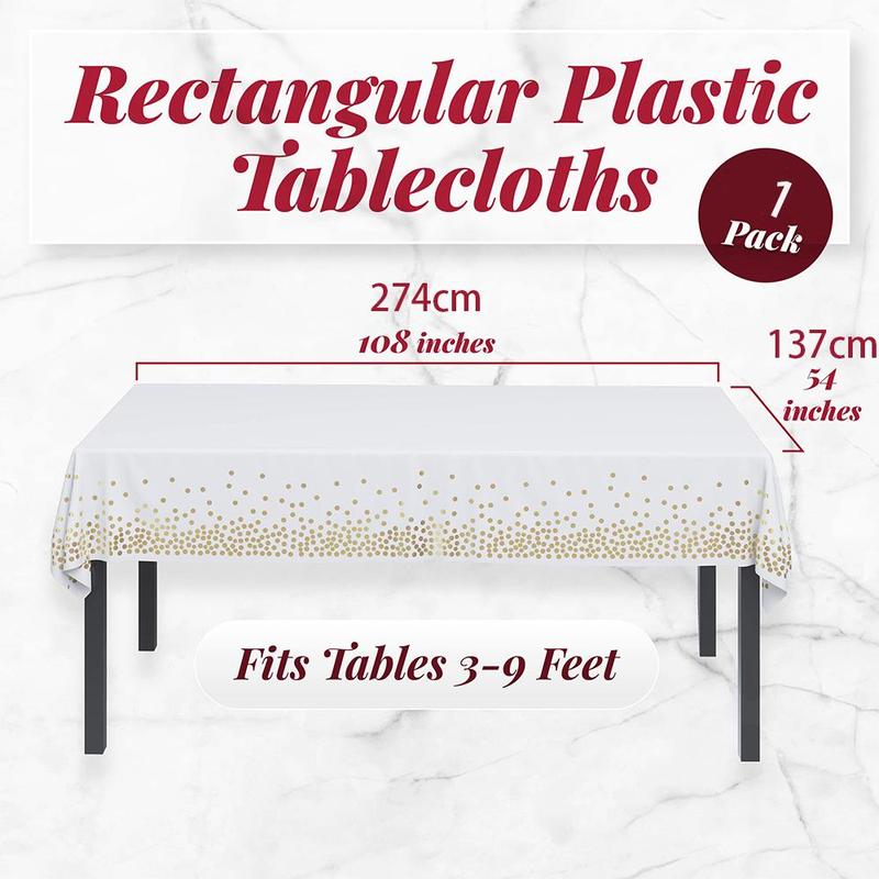 1 Piece Disposable Polka Dot Party Tablecloth, Disposable PVC Table Cover Waterproof Disposable Tablecloths For Rectangle Tables for Indoor & Outdoor Party Decoration