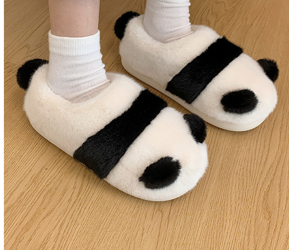 Women's Cute Cartoon Panda Design Non-slip Warm Breathable Slippers, Closed Toe Slippers, Girl Footwear, Slide Shoe, Winter Plush Warm Bedroom Slippers, Parent Holiday Gift