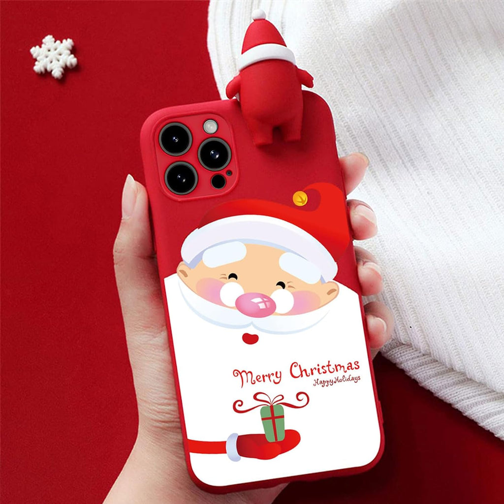 Christmas Case for iPhone 14 Pro, Merry Christmas Soft Silicone TPU 3D Cute Pretty Cute Flexible Protective Case for iPhone 14 Pro, Santa Claus