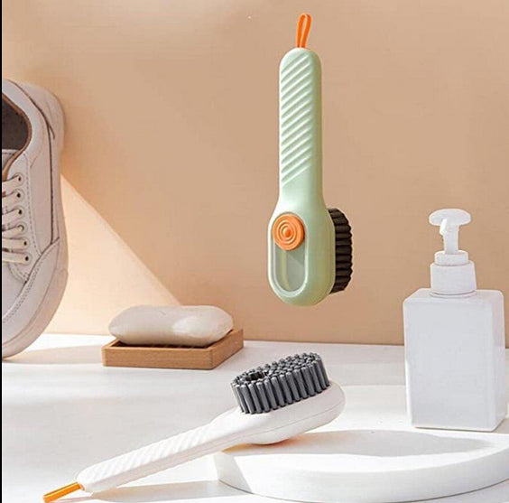 1 Piece Plastic Multifunction Lightweight Cleaning Brush, Press Design Liquid Soap Dispenser Shoe Brush, Household Cleaning Supplies