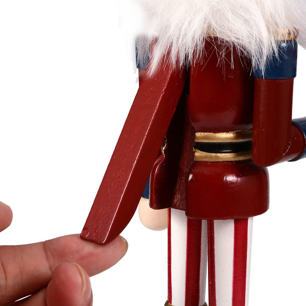 1pc Nutcracker Soldier Ornament Wooden Walnut Soldier Ornament Patriotic Nutcracker Christmas Party Decoration Nutcracker Christmas Decor Desktop USA Flags Painted Doll Lotus Tree