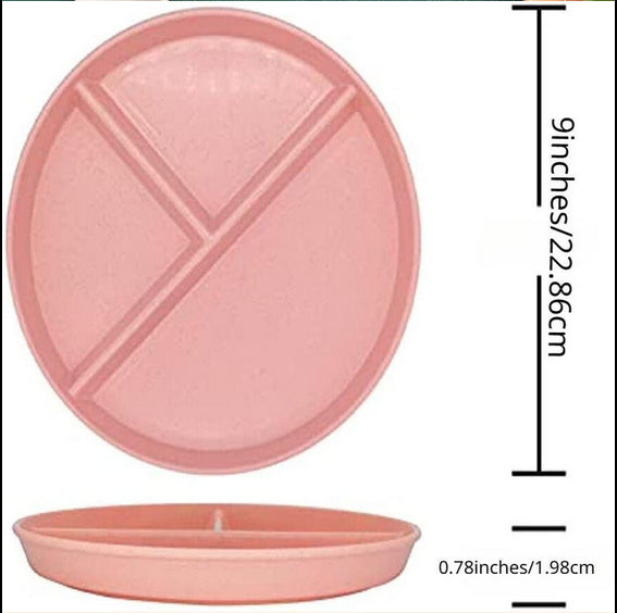 1 Piece Round 3 Compartments Food Storage Plate, Tableware for Home School Office