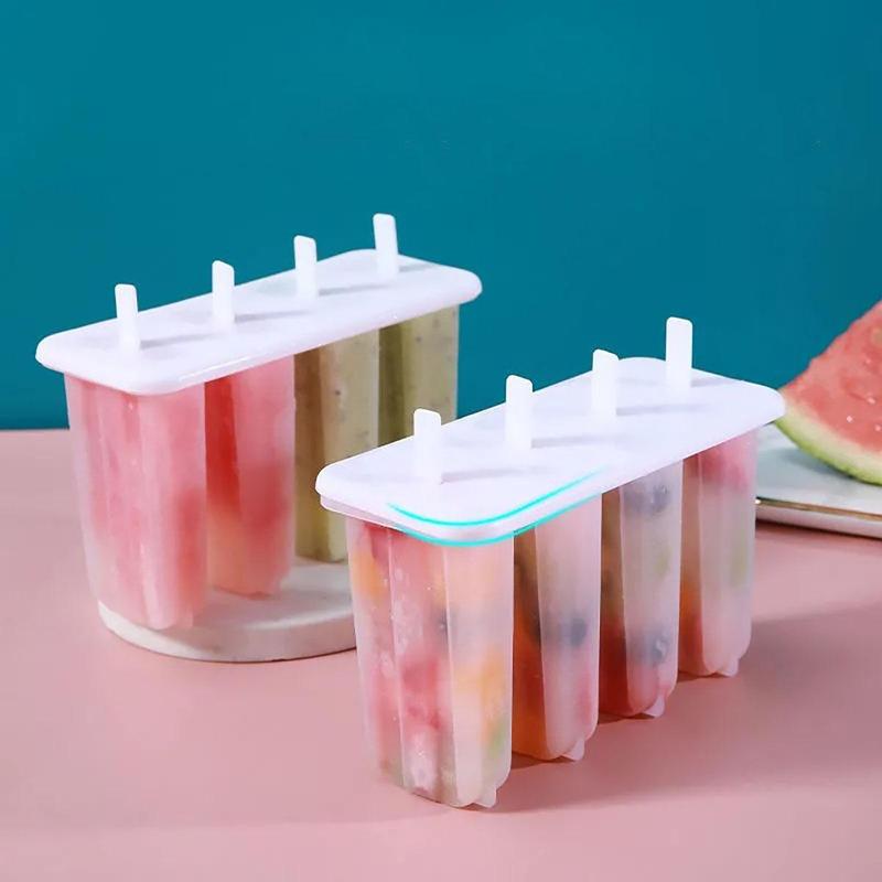 1 Piece Reusable Clear DIY Popsicle Mold, 4 Grid Ice Cream Mold, Ice Cream Maker for Kitchen